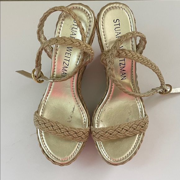 Stuart Weitzman wrap around espadrille wedges
